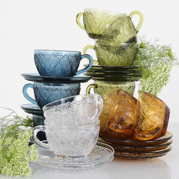 DULTON ( ダルトン ) GLASS CUP & SAUCER "FIORE" ガラス カップ & ソーサー " フィオーレ " レトロ | ホームパーティー | レトロ | 可愛い | プレゼント | A615-818 | だるとん