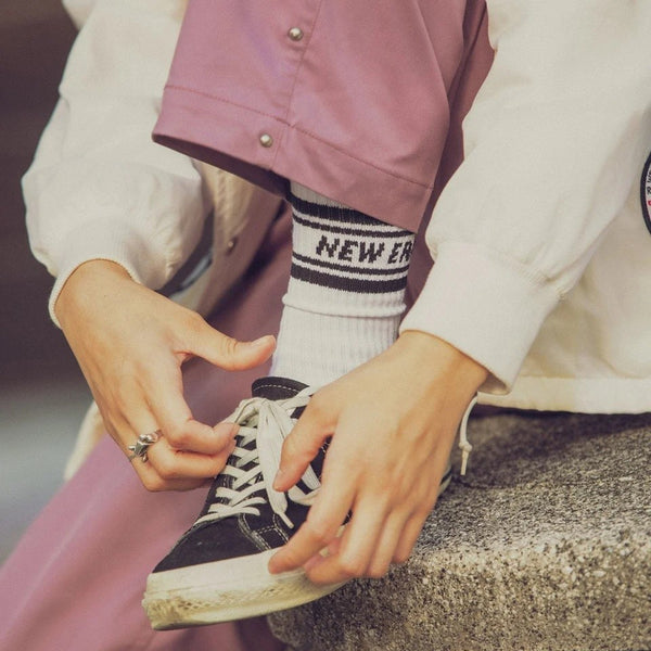 NEW ERA ( ニューエラ ) ソックス クルー 3ペア | 靴下 | 3足 | セット | 通勤 | 通学 | 毎日 | シンプル | ホワイト | ライン | 使いやすい | サイズ豊富 | アウトドア | キャンプ | レジャー | ネイビー | ブラック