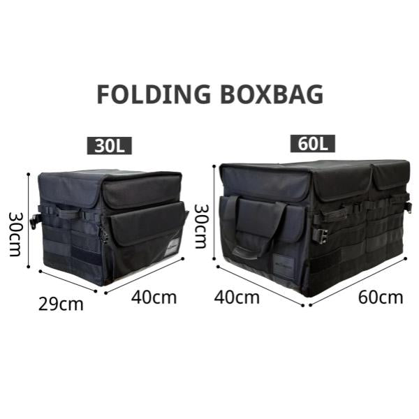 5050WORKSHOP ( フィフティフィフティワークショップ ) FOLDING BOXBAG 30L / 60L | 収納ケース | 積み重ね | 折りたたみ | ブラック | シンプル | アウトドア | レジャー | キャンプ | 整理 | 小物整理 | 車内 | 便利 | 防水 | 仕切り | 幅調整
