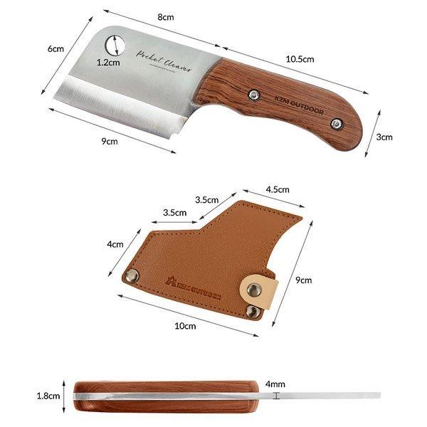 KZM OUTDOOR( カズミ アウトドア )ポケットクリーバー キャンプ 中華包丁 小型 料理 ナイフ 包丁 調理器具 ミニ キャンプ飯 アウトドア キャンプ用品 (kzm-k21t3k09)