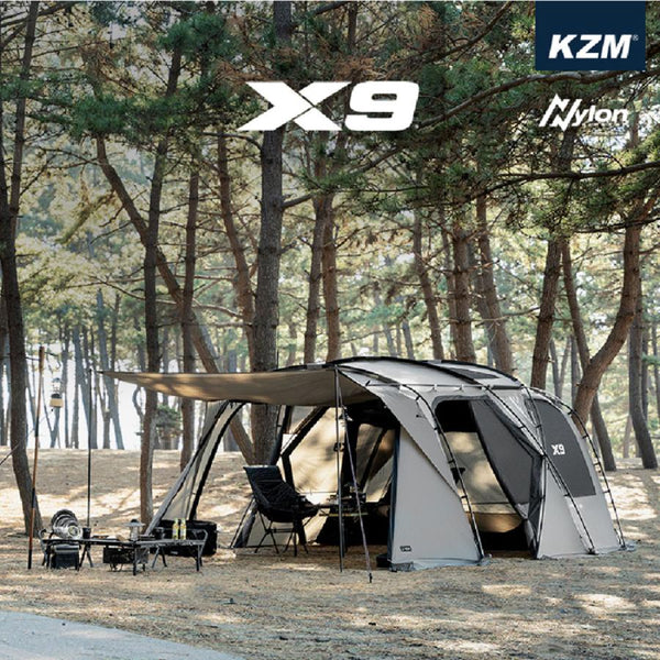KZM OUTDOOR( カズミ アウトドア )X9 テント 大型テント ファミリー キャノピー 防水 撥水 家族 4〜5人用 おしゃれ キャンプ アウトドア キャンプ用品 4人用 5人用 (kzm-k221t3t12)