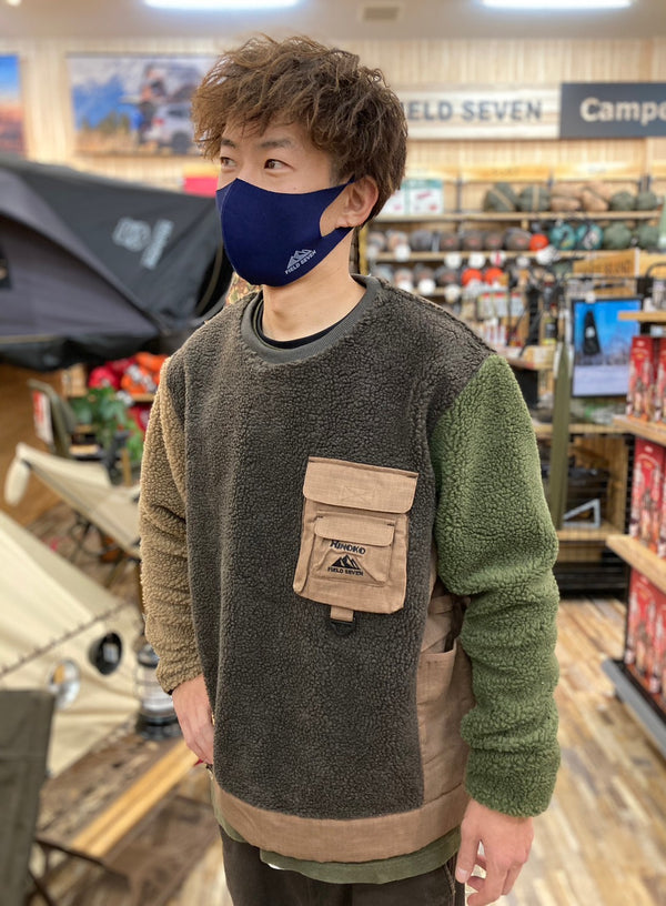 KRIFF MAYER×FIELD SEVENコラボ企画 HINOKOフリースクルーネック MULTI カジュアルトップス アメカジ アウトドアウエア ボアフリース 難燃