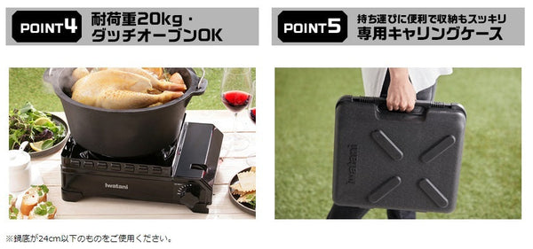 Iwatani ( イワタニ ) カセットフー タフまる カセットこんろ CB-ODX-1-BK ブラック | カセットコンロ | アウトドア | キャンプ | BBQ | ケース付き | 持ち運び | 焼肉 | 焼鳥 | ダッチオーブン | お鍋 | お手軽 | いわたに