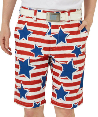 LOUDMOUTh（ラウドマウス）メンズ ショートパンツ ツイル素材 インディペンデンスフラッグ UV/ストレッチ　763302-349