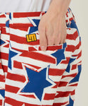 LOUDMOUTh（ラウドマウス）メンズ ショートパンツ ツイル素材 インディペンデンスフラッグ UV/ストレッチ　763302-349