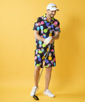LOUDMOUTh（ラウドマウス）メンズ 半袖シャツ ストレッチサッカー素材 エレクトリックパイナップルズ UV/ストレッチ/接触冷感　763608-281