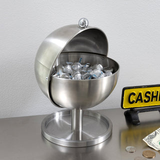 DULTON ( ダルトン ) グローブストッカー ステンレス ストッカー 収納ケース 小物入れ キャンディ チョコレート コーヒー用品 お菓子入れ 卓上収納 デスク収納 リビング収納 トレイ付き 球体 インテリア 雑貨 おしゃれ M-1085
