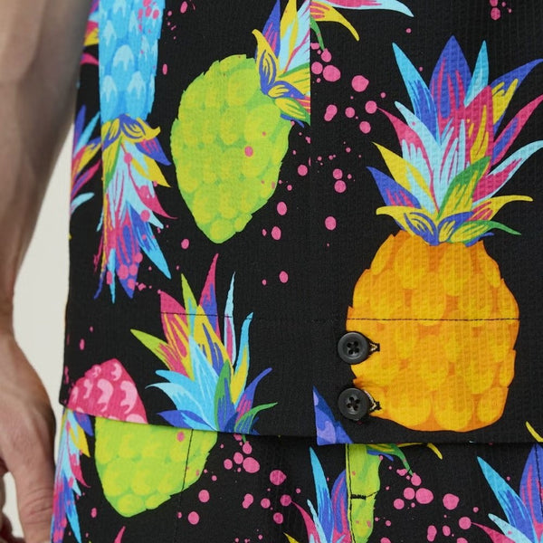 【 SALE 】LOUDMOUTH ( ラウドマウス ) 開襟シャツ ストレッチサッカー素材 エレクトリックパイナップルズ | UVカット | ストレッチ | 接触冷感 | 夏 | 半袖 | メンズ | ゴルフ | ゴルフウェア | 派手 | 763608 | らうどまうす