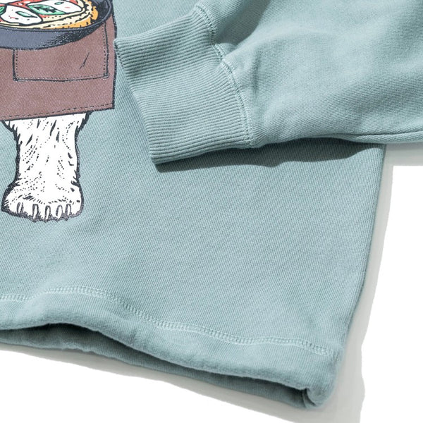 go slow caravan ( ゴースローキャラバン ) 空紡糸裏毛 スキレットピザクマ ヘムスピンドルクルースウェット  | MENS | WOMENS | メンズ | レディース | ウェア | トップス | 長袖 | スウェット | 352606 | 裏毛 | 秋 | 冬 | ごーすろーきゃらばん