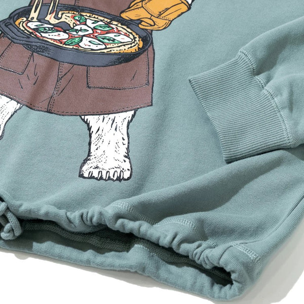 go slow caravan ( ゴースローキャラバン ) 空紡糸裏毛 スキレットピザクマ ヘムスピンドルクルースウェット  | MENS | WOMENS | メンズ | レディース | ウェア | トップス | 長袖 | スウェット | 352606 | 裏毛 | 秋 | 冬 | ごーすろーきゃらばん