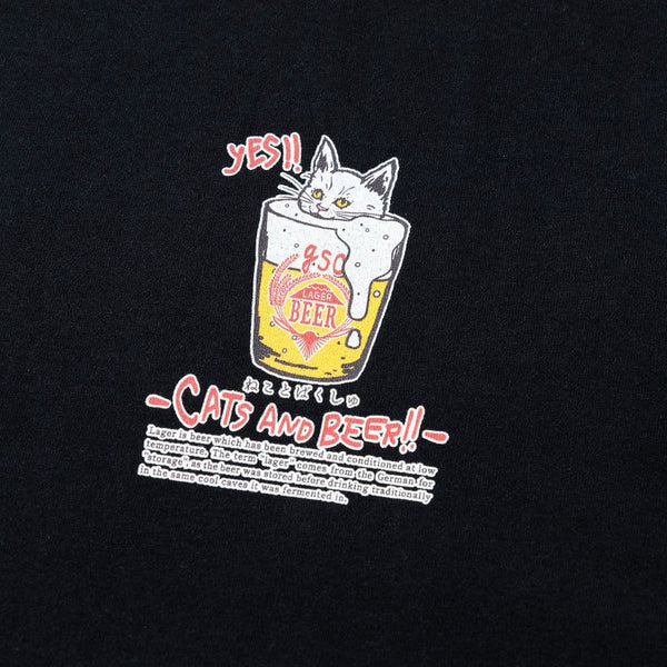go slow caravan ( ゴースローキャラバン ) RAY綿 猫と麦酒TEE ～ 麦酒風呂2 ～ MENS | メンズ | WOMENS | レディース | シャツ | 半袖 | ウェア | トップス | ドライタッチ | プリントT | Tシャツ | 342611 | カジュアル