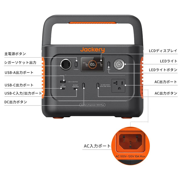 Jackery ( ジャクリー ) ポータブル電源 300 Plus コンパクト | 軽量 | 急速充電 | 家庭用 | アウトドア用 | 防災 | 車中泊 | UPS機能 | アプリ遠隔操作