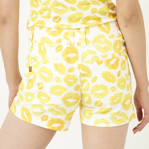 【 SALE 】 LOUDMOUTH ( ラウドマウス ) レディース ショートパンツ | 接触冷感 | ツイル素材 | キッス柄 | ターコイズ | 吸汗速乾 | UV | ゴルフ | ゴルフウェア | ショーパン | 763355 | らうどまうす