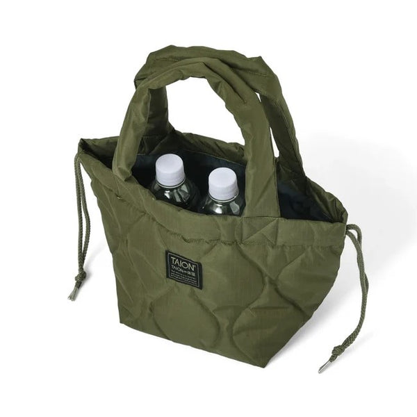 TAION ( タイオン ) ミリタリー ダウントートバッグS | バッグ | 定番 | ダウン | 鞄 | カバン | シンプル | 洗える | トートバッグ | 巾着バッグ | 機能性 | TAION-TT02ML-1-S | 小型バッグ | 小さめ | お出かけ | プレゼント | ギフト | たいおん