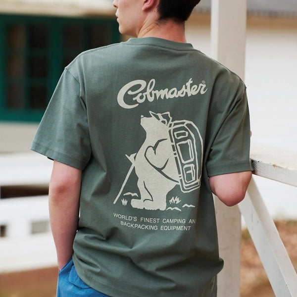COBMASTER コブマスター 吸水速乾 抗菌防臭 ベーシック Tシャツ 半袖 メンズ スタンダードロゴ クルーネック 綿100% アウトドア キャンプ カジュアル スポーツ 春 夏 UV対策 インナー トップス