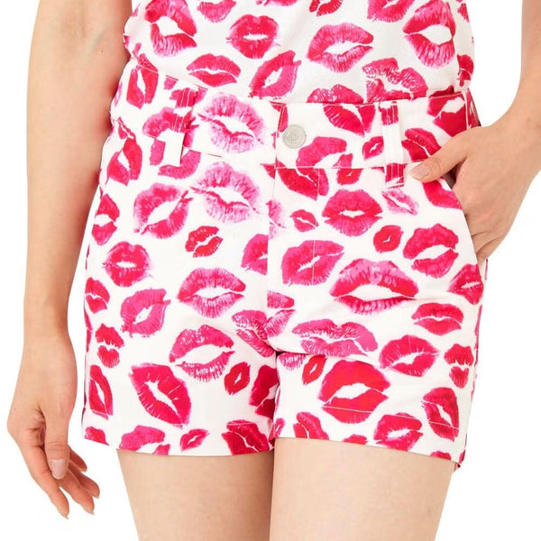 【 SALE 】 LOUDMOUTH ( ラウドマウス ) レディース ショートパンツ | 接触冷感 | ツイル素材 | キッス柄 | ターコイズ | 吸汗速乾 | UV | ゴルフ | ゴルフウェア | ショーパン | 763355 | らうどまうす