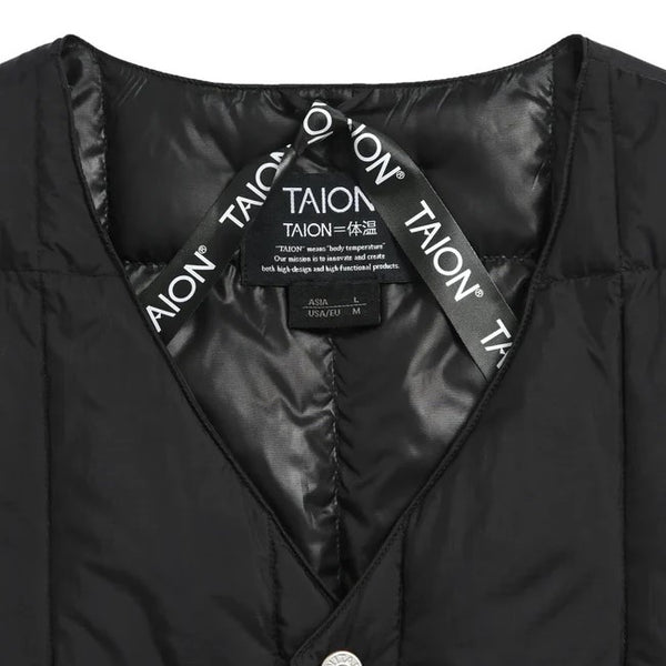 TAION ( タイオン ) ワーク Vネックボタン ダウンベスト | ベスト | 軽い | インナー | ダウン | 軽量 | 暖かい | 防寒 | 秋 | 冬 | シンプル | ブラック | ダークチャコール | TAION-001BWK | アウトドア | キャンプ | レジャー | たいおん