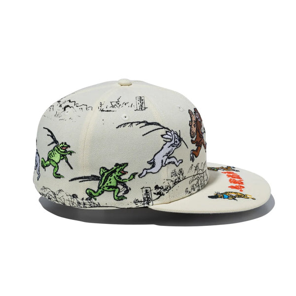 NEW ERA ( ニューエラ ) 59FIFTY 鳥獣戯画 オールオーバー クロームホワイト | 帽子 | キャップ | 日よけ | 兎 | 猿 | 猫 | 蛙 | コラボ | ポリエステル | コットン | お出かけ | オシャレ | 14940846 | にゅーえら