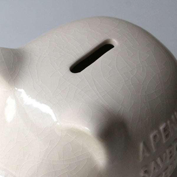 DETAIL ( ディテール ) Crackle Piggy Bank | クラックル ピギー バンク | ぽってり | ヴィンテージ | ブタの貯金箱 | 貯金箱 | 陶器 | インテリア | 可愛い | シンプル | プレゼント | ギフト | 3724P | 白色 | ホワイト | でぃてーる