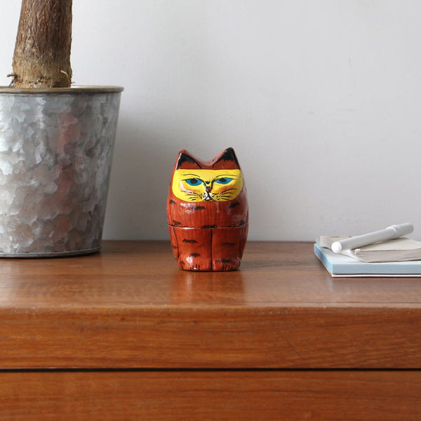 DETAIL ( ディテール ) Papier Mache Standing Cat パピエ マシェ スタンディング キャット | ハンドメイド | 猫モチーフ | 小物入れ | 3722C | インテリア | 可愛い | 猫 | ハンドメイド | でぃてーる