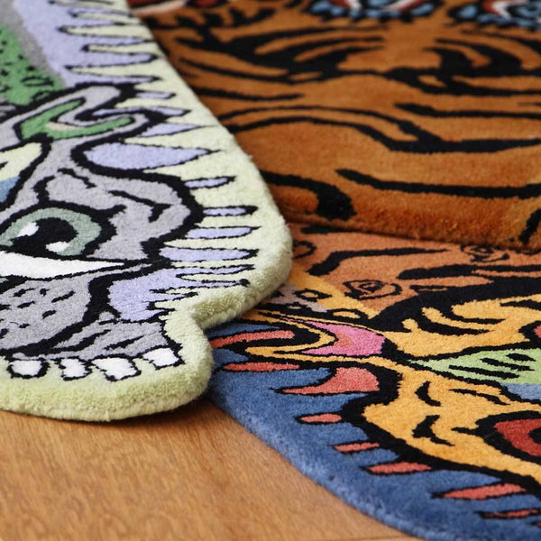 DETAIL ( ディテール ) Tibetan Tiger Rug H1-75 チベタンタイガーラグ | 虎モチーフ | ウールラグ | ラグ | インテリア | 寝室 | ハーフサイズ | 玄関マット | ポイントラグ | 絨毯 | 厚手 | 硬め | 室内 | 虎 | ウール | ハンドメイド | チベット | 3316H1