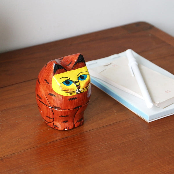 DETAIL ( ディテール ) Papier Mache Standing Cat パピエ マシェ スタンディング キャット | ハンドメイド | 猫モチーフ | 小物入れ | 3722C | インテリア | 可愛い | 猫 | ハンドメイド | でぃてーる