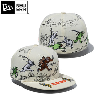 NEW ERA ( ニューエラ ) 59FIFTY 鳥獣戯画 オールオーバー クロームホワイト | 帽子 | キャップ | 日よけ | 兎 | 猿 | 猫 | 蛙 | コラボ | ポリエステル | コットン | お出かけ | オシャレ | 14940846 | にゅーえら