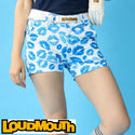 【 SALE 】 LOUDMOUTH ( ラウドマウス ) レディース ショートパンツ | 接触冷感 | ツイル素材 | キッス柄 | ターコイズ | 吸汗速乾 | UV | ゴルフ | ゴルフウェア | ショーパン | 763355 | らうどまうす