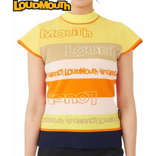 【 SALE 】LOUDMOUTH ( ラウドマウス ) レディース キャップスリーブニット 半袖モックネック | ホワイト | ゴルフ | ゴルフウェア | トップス | オシャレ | 可愛い | 派手 | ポリエステル | 動きやすい | 763651 | らうどまうす
