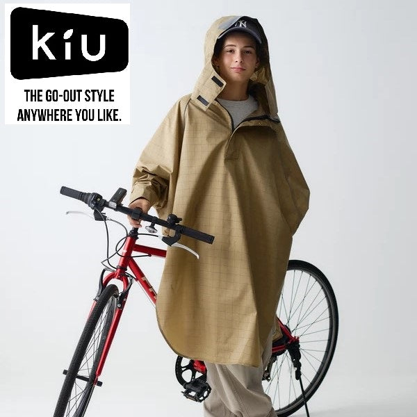 KiU ( キウ ) ビジブルバイシクルレインポンチョ | 防水 | 撥水 | はっ水 | 耐水 | 雨対策 | 台風 | 梅雨 | レインコート | ポンチョ | 雨具 | 袖付き | 収納袋 | ポケット | おしゃれ | 通勤 | 通学 | 自転車 | アウトドア | フェス | リフレクター | ユニセックス | K407