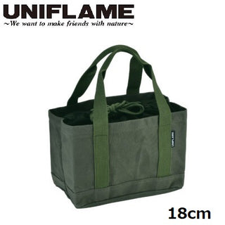 UNIFLAME ( ユニフレーム ) 焚き火鍋26cmケース | 18cmケース | トートバッグ | モスグリーン | アウトドア | キャンプ | 持ち運び | ギアケース | 巾着 | 帆布 | ゆにふれーむ | 659953 | 659946