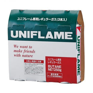 UNIFLAME ( ユニフレーム ) レギュラーガス ( 3本 ) 650028 | カセットガス | ガスボンベ | ガス | CB缶 | アウトドア | キャンプ | ゆにふれーむ