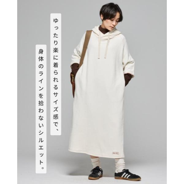 KRIFF MAYER ( クリフメイヤー ) ざっくり裏毛7分袖ワンピース | ワンピース | LADYS | レディース | W2517827 | スカート | シンプル | ゆったり | 7分袖 | 裏毛 | 暖かい | ウェア | フード付 | くりふめいやー