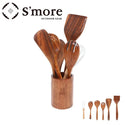 S`more ( スモア ) Kithen tools 7set キッチンツール7点セット 木製 | フライ返し | ヘラ | スプーン | フォーク | カトラリー | 穴じゃくし | 泡立て器 | 収納スタンド | すもあ | アウトドア | キャンプ | キッチン用品 | プレゼント | ギフト