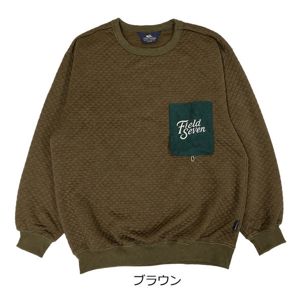 KRIFF MAYER × FIELD SEVEN ( クリフメイヤー × フィールドセブン ) キルトスウェットクルー メンズ 2627803 長袖 キルト 秋冬 おしゃれ コラボ トレーナー メンズ レディース ユニセックス ロゴ刺繍 トップス アウトドア キャンプ デイリー