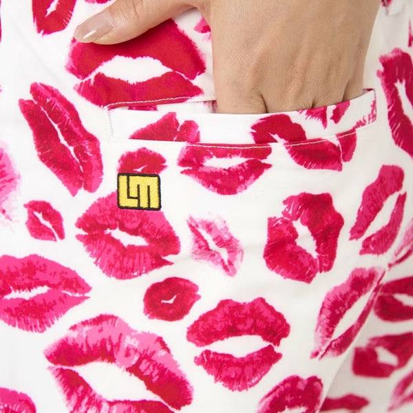 【 SALE 】 LOUDMOUTH ( ラウドマウス ) レディース ショートパンツ | 接触冷感 | ツイル素材 | キッス柄 | ターコイズ | 吸汗速乾 | UV | ゴルフ | ゴルフウェア | ショーパン | 763355 | らうどまうす