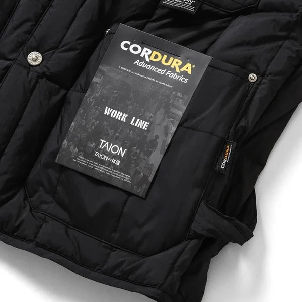 TAION ( タイオン ) ワーク Vネックボタン ダウンベスト | ベスト | 軽い | インナー | ダウン | 軽量 | 暖かい | 防寒 | 秋 | 冬 | シンプル | ブラック | ダークチャコール | TAION-001BWK | アウトドア | キャンプ | レジャー | たいおん