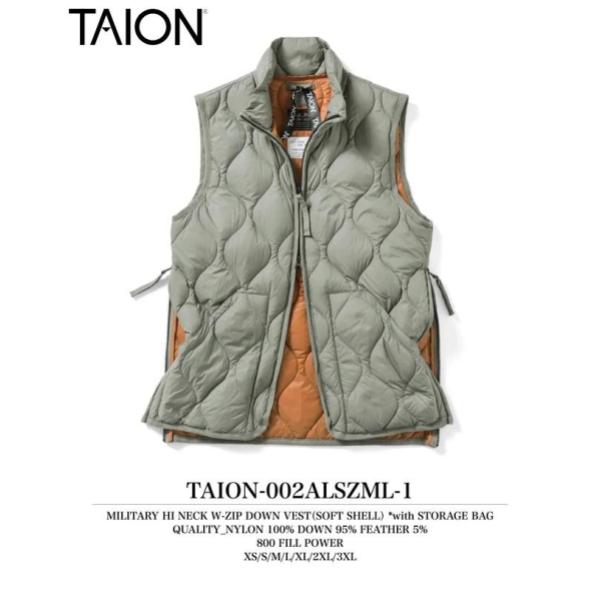 TAION ( タイオン ) ミリタリー ハイネックWジップ ダウンベスト-ソフトシェル | 首まで暖かい | 防寒 | 冬 | ウェア | ベスト | アウトドア | シンプル | レジャー | キャンプ | TAION-002ALSZML-1 | カジュアル | たいおん | ダウン | 軽い | 軽量