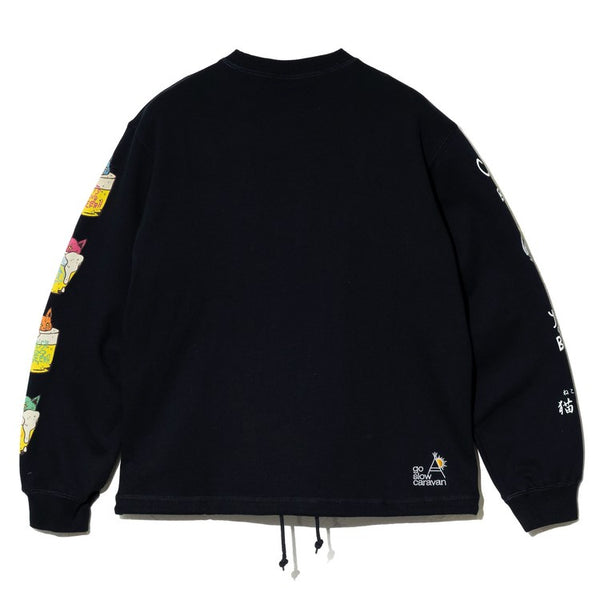 go slow caravan ( ゴースローキャラバン ) 空紡糸裏毛 猫と麦酒 ヘムスピンドルクルースウェット | MENS | WOMENS | メンズ | レディース | トップス | 長袖 | ウェア | 可愛い | オシャレ | 352608