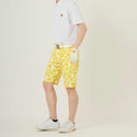 【 SALE 】 LOUDMOUTH ( ラウドマウス ) メンズ ショートパンツ | ツイル素材 | キッス柄 | イエロー | 吸汗速乾 | UV | 接触冷感 | ハーフパンツ | ゴルフ | ウェア | 半ズボン | アウトドア | レジャー | 動きやすい | 763305 | らうどまうす