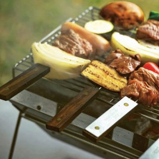 UNIFLAME ( ユニフレーム ) ツインスキュアー270 ( 4本組 ) アウトドア | キャンプ | BBQ | 調理 | 料理 | ステンレス | 串 | ウッドハンドル | 安定 | 焼きやすい | ゆにふれーむ | 665688