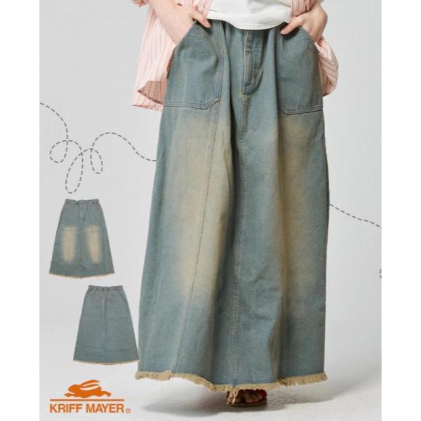KRIFF MAYER ( クリフメイヤー ) デニムウエスタンスカート | LADYS | レディース | W2534009 | スカート | ロングスカート | 春 | オシャレ | 綿100% | ヴィンテージライク | デニムスカート | くりふめいやー