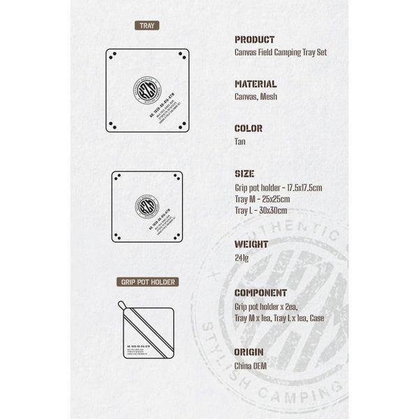 KZM OUTDOOR（ カズミ アウトドア ）キャンバスフィールドキャンプトレイセット キャンプ キャンプグッズ バーベキュー用品 アウトドア製品  K23T3Z03