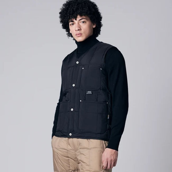 TAION ( タイオン ) ワーク Vネックボタン ダウンベスト | ベスト | 軽い | インナー | ダウン | 軽量 | 暖かい | 防寒 | 秋 | 冬 | シンプル | ブラック | ダークチャコール | TAION-001BWK | アウトドア | キャンプ | レジャー | たいおん