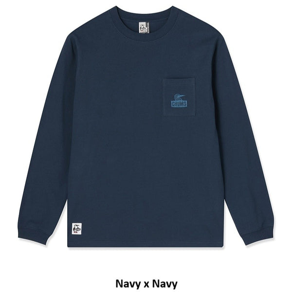 CHUMS ( チャムス ) ブービーフェイスポケットブラッシュドロングスリーブTシャツ 長袖Tシャツ ロンT メンズ レディース ユニセックス ブービーバード ポケットTシャツ コットン 綿100％ ブラッシュド 裏起毛風 秋冬 春 トップス カジュアル タウンユース 普段着 CH01-2670
