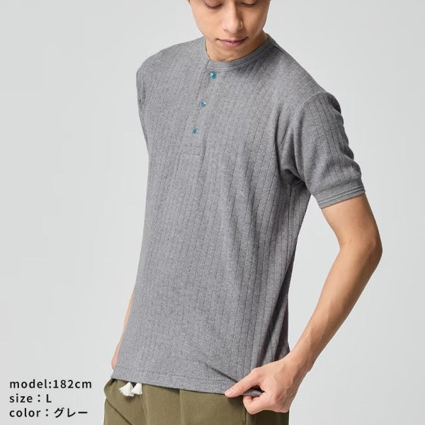 KRIFF MAYER ( クリフメイヤー ) 針抜きヘンリーネックT | MENS | 2545102 | メンズ | 半袖 | 春夏 | オシャレ | シンプル | ボタン | 個性 | カジュアル | やや細身 | インナー | アウトドア | お出かけ | くりふめいやー