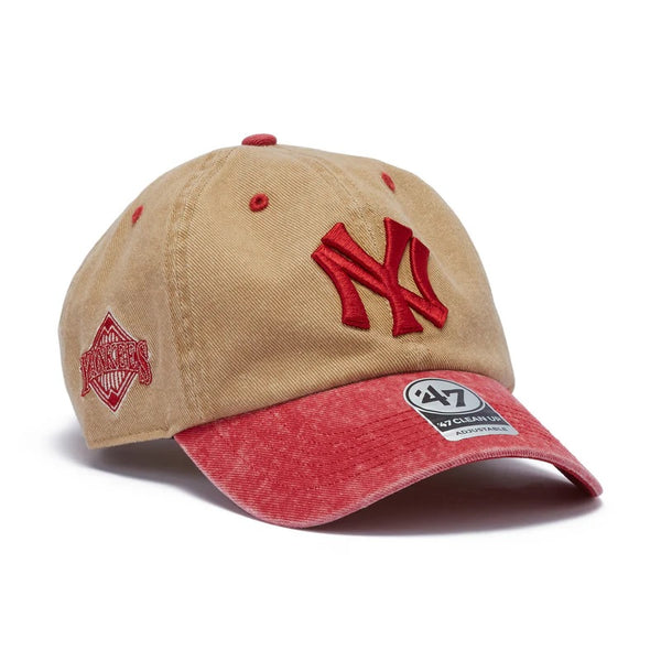 ’47 ( フォーティーセブン ) ’47クリーンナップ ニューヨーク・ヤンキース Eldin カーキ × レッド | 帽子 | キャップ | ヴィンテージ | 柔らかい | アジャスタブルキャップ | 定番 | ウォッシュド加工 | フィット感 | 14858325 | コットン