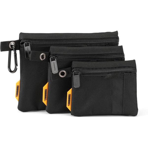 TOUGHBUILT ( タフビルト ) ファスナーバッグ 3Pack 3個セット 収納ケース 工具ケース ツールバッグ 工具入れ 小物入れ ポーチ ジッパーバッグ 収納ポーチ DIY パーツ収納 アクセサリー収納 カラビナ付き 持ち運び アウトドア キャンプ用品 TB-193E