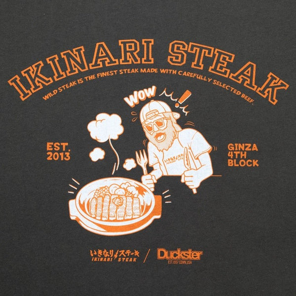 DUCKSTER × いきなりステーキコラボS/TEE カレッジ Tシャツ 肉 半袖 半袖Tシャツ メンズ レディース ユニセックス おじさん トップス ワイルドステーキ プリントTシャツ プリントT ストリート 夏 カジュアル 950216