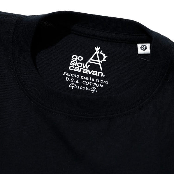 go slow caravan ( ゴースローキャラバン ) USA/C スクエアLOGOバックプリントゆったりTEE MENS メンズ Tシャツ 半袖 カジュアル 綿100％ ワンポイント バックプリント ウーパールーパー 361915B